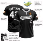 Personalized Unisex Softball Jersey - Black White-Gray Two-Button Design Personalized Black White-Gray Two-Button Unisex