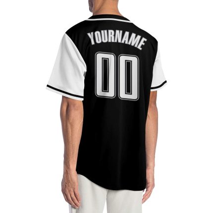 Personalized Two Tone Baseball Jersey - Black White Gray Custom Design Personalized Black White-Gray Two Tone Baseball Jersey
