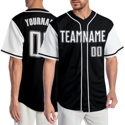 Personalized Two Tone Baseball Jersey - Black White Gray Custom Design Personalized Black White-Gray Two Tone Baseball Jersey