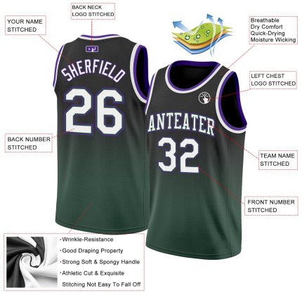 Custom Name and Number Personalized Black White Green Basketball Jersey - Authentic Fade Fashion Team Apparel Personalized