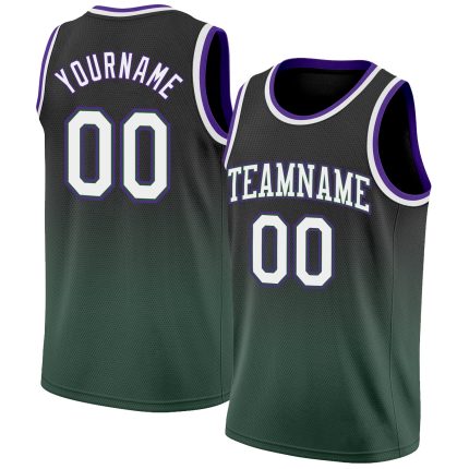 Custom Name and Number Personalized Black White Green Basketball Jersey - Authentic Fade Fashion Team Apparel Personalized