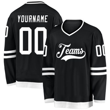 Personalized Black and White Hockey Jersey for Men and Women - Custom Team Apparel Personalized Black White Hockey Jersey
