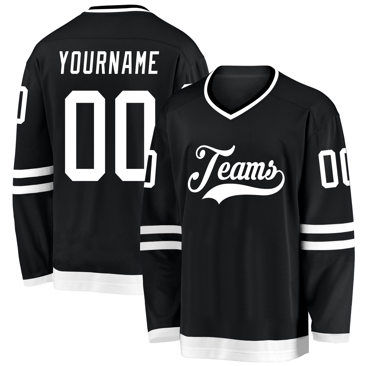 Custom Name and Number Personalized Hockey Jersey - Black and White Team Jersey Personalized Black White Hockey Jersey Team