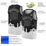 Personalized Black White Holiday Travel Basketball Jersey City Edition Monuments Silhouette Personalized Black White Holiday