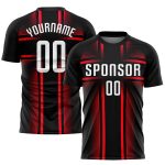 Personalized Black and Hot Pink Soccer Jersey Sublimation Uniform Personalized Black White-Hot Pink Sublimation Soccer Uniform