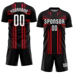 Personalized Black and Hot Pink Soccer Jersey Sublimation Uniform Personalized Black White-Hot Pink Sublimation Soccer Uniform