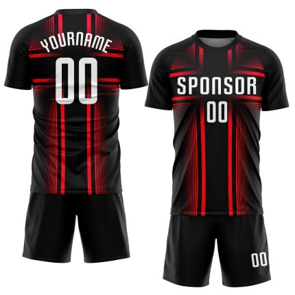 Personalized Black and Hot Pink Soccer Jersey Sublimation Uniform Personalized Black White-Hot Pink Sublimation Soccer Uniform