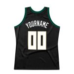 Custom Authentic Throwback Basketball Jersey Personalized Black White Hunter Green with Custom Name & Number Personalized