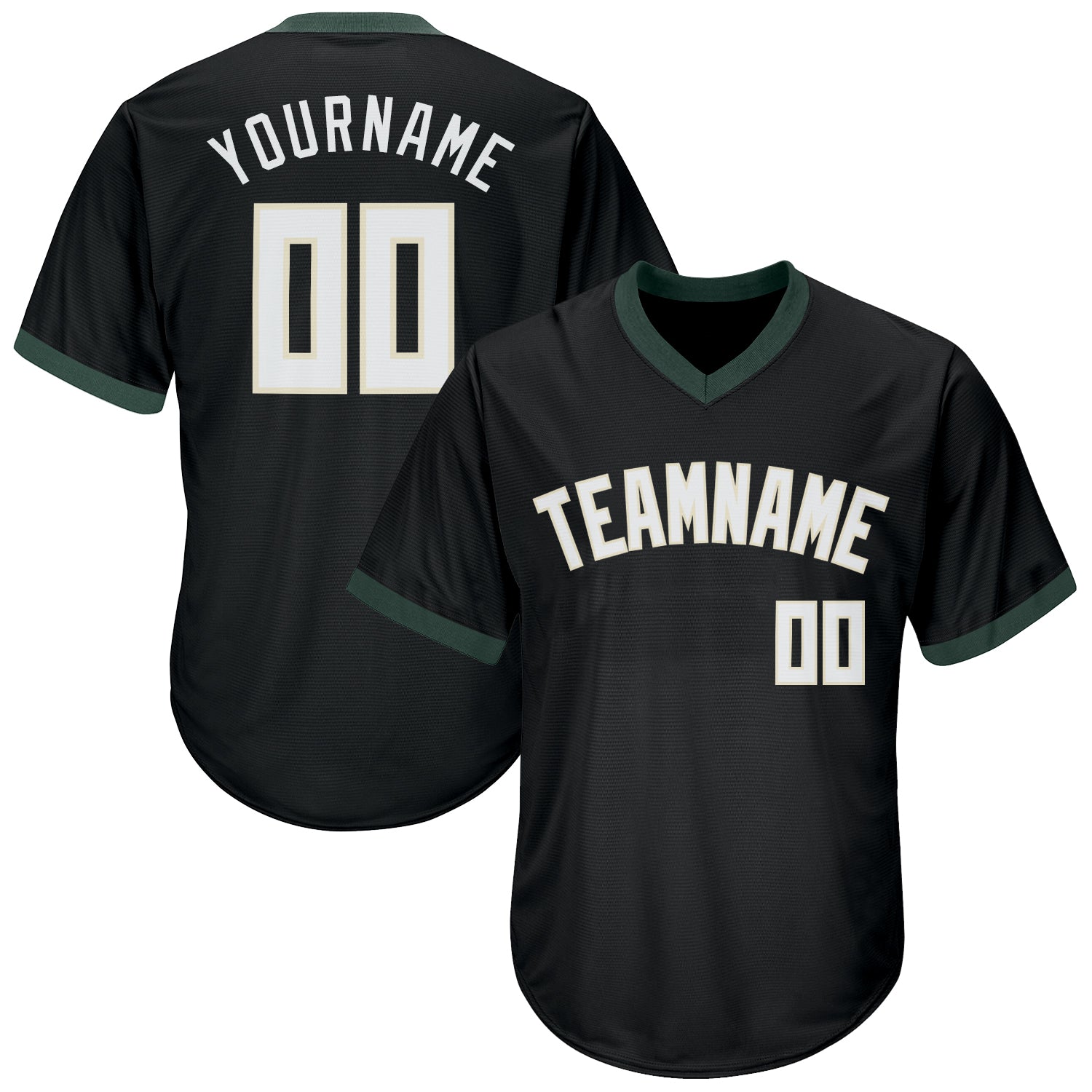 Custom Name Number Black White Green Baseball Jersey Shirt - Personalized Authentic Throwback Rib-Knit Team Gear Personalized
