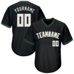 Personalized Black White Hunter Green Baseball Jersey Shirt - Throwback Rib-Knit Design Personalized Black White-Hunter Green