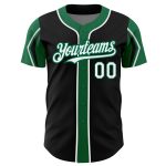 Customizable Authentic Baseball Jersey in Black, White, and Kelly Green - Personalized Name and Number - Team Apparel Personalized