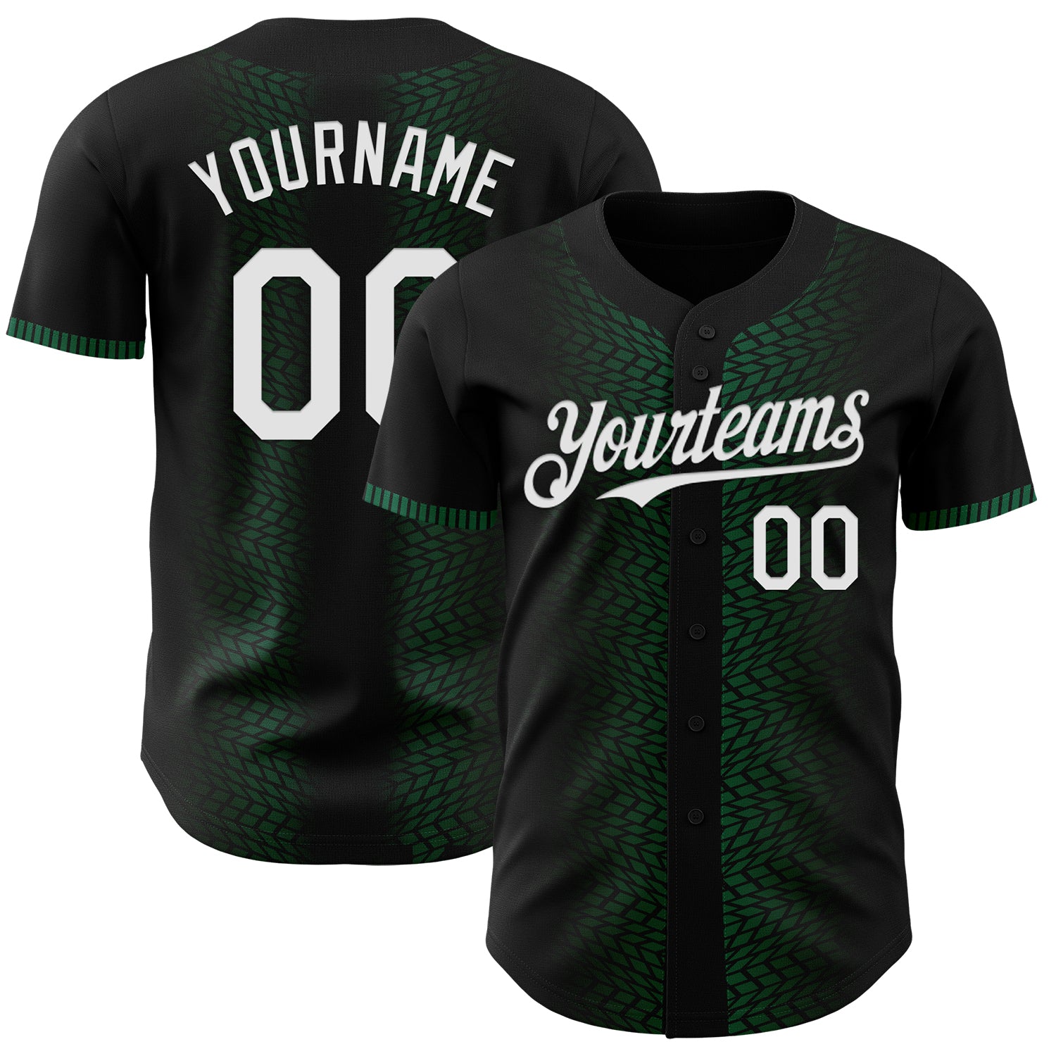 Custom Geometric Shapes Baseball Jersey with Personalized Name & Number - 3D Black White Kelly Green Design Personalized
