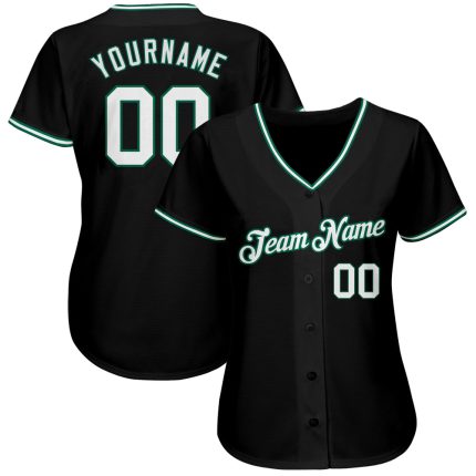 Custom Baseball Jersey Personalized Black White Kelly Green Team Name Number Personalized Black White-Kelly Green Authentic