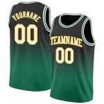Custom Name Number Black White Kelly Green Basketball Jersey | Personalized Fade Design Personalized Black White-Kelly Green