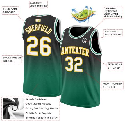 Custom Name Number Black White Kelly Green Basketball Jersey | Personalized Fade Design Personalized Black White-Kelly Green