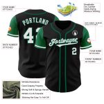 Custom Name Number Personalized Two Tone Baseball Jersey Black White Kelly Green Authentic Team Gear Personalized Black White-Kelly