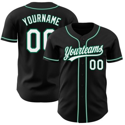 Personalized Black and White Kelly Green Baseball Jersey - Custom Team Jersey 2 Personalized Black White-Kelly Green Baseball