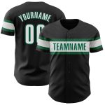 Personalized Black White Kelly Green Baseball Jersey for Men Women Kids Personalized Black White-Kelly Green Baseball Jersey