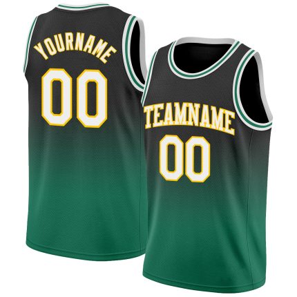Personalized Black White Kelly Green Fade Fashion Basketball Jersey for Men Personalized Black White-Kelly Green Fade Fashion