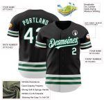 Custom Personalized Baseball Jersey, Black White Kelly Green Line - Team Name & Number Personalized Black White-Kelly Green