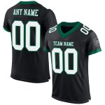 Custom Name Number Authentic Football Jersey Black White Kelly Green Mesh Personalized Black White-Kelly Green Mesh Authentic