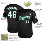 Custom Personalized Black White Kelly Green Mesh Baseball Jersey with Name and Number - Authentic Throwback Style Personalized