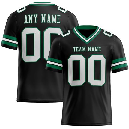 Personalized Black White Kelly Green Mesh Football Jersey for Men and Women 2 Personalized Black White-Kelly Green Mesh Football