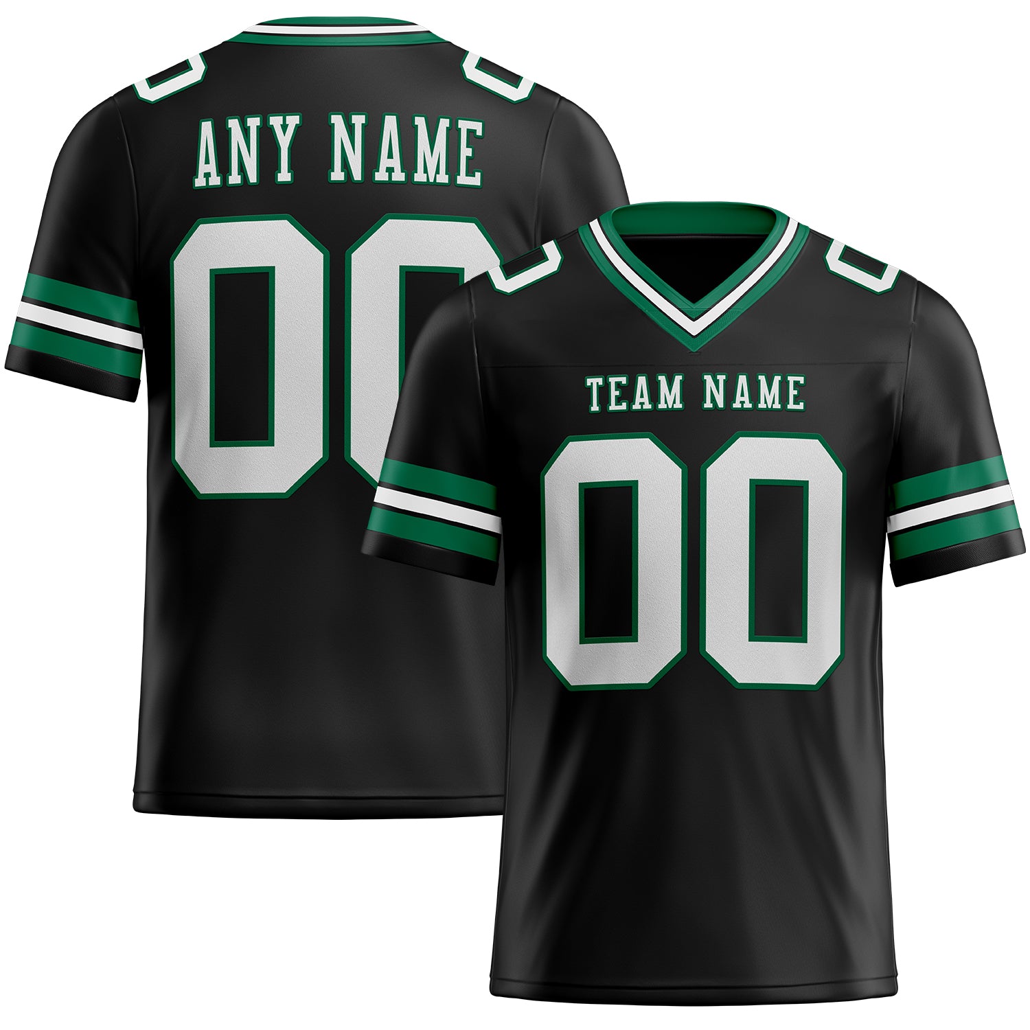 Personalized Black White Kelly Green Mesh Football Jersey for Men and Women 2 Personalized Black White-Kelly Green Mesh Football