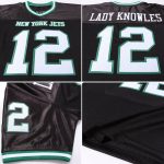 Personalized Black and Kelly Green Mesh Throwback Football Jersey Personalized Black White-Kelly Green Mesh Throwback Football