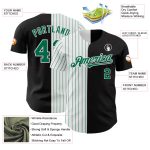 Custom Name Number Baseball Jersey - Personalized Black White Kelly Green Pinstripe Authentic Split Design Personalized Black