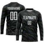 Personalized Sublimation Soccer Jersey in Black, White & Kelly Green - Custom Uniform 2 Personalized Black White-Kelly Green