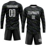 Personalized Sublimation Soccer Jersey in Black, White & Kelly Green - Custom Uniform 2 Personalized Black White-Kelly Green