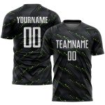 Personalized Sublimation Soccer Jersey in Black, White & Kelly Green - Custom Uniform 2 Personalized Black White-Kelly Green