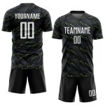 Personalized Sublimation Soccer Jersey in Black, White & Kelly Green - Custom Uniform 2 Personalized Black White-Kelly Green