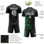 Custom Sublimation Soccer Jersey with Personalized Name & Number - Black White Kelly Green Team Uniform Personalized Black