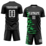 Custom Sublimation Soccer Jersey with Personalized Name & Number - Black White Kelly Green Team Uniform Personalized Black