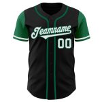 Personalized Two Tone Baseball Jersey - Black White Kelly Green Design Personalized Black White-Kelly Green Two Tone Baseball