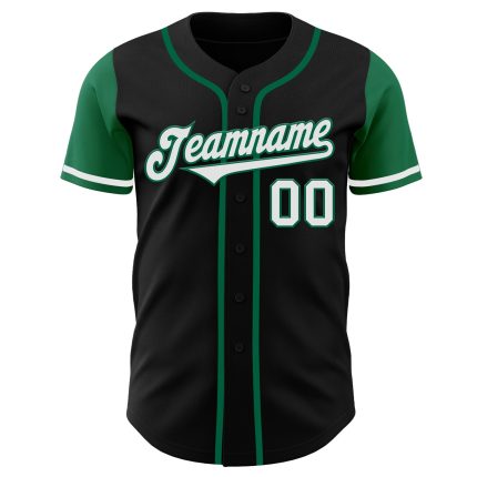 Personalized Two Tone Baseball Jersey - Black White Kelly Green Design Personalized Black White-Kelly Green Two Tone Baseball