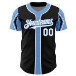Customizable Baseball Jersey - Black, White, Light Blue - Personalized Team Name & Number - Authentic Arm Shapes Personalized