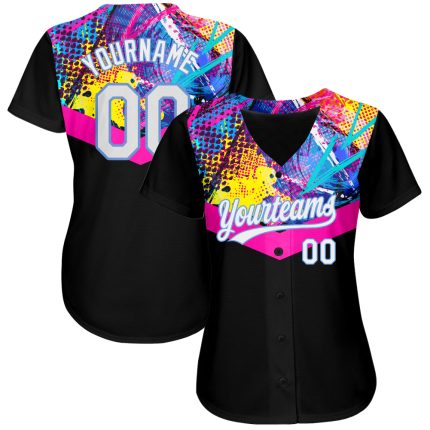 Personalized 3D Baseball Jersey - Black White Light Blue Design for Custom Team Wear Personalized Black White-Light Blue