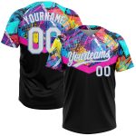 Personalized 3D Unisex Softball Jersey - Black White Light Blue, Two-Button Design, Soft Fabric for Comfort Personalized