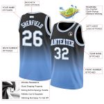 Custom Name Number Basketball Jersey Black White Light Blue Fade Design Personalized Black White-Light Blue Authentic Fade