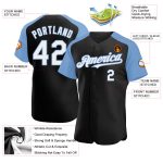 Custom Name and Number Black White Light Blue Baseball Jersey - Personalized Authentic Raglan Sleeves Team Gear Personalized