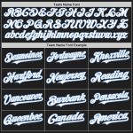 Custom Name and Number Black White Light Blue Baseball Jersey - Personalized Authentic Raglan Sleeves Team Gear Personalized
