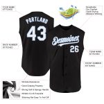 Custom Name Number Personalized Baseball Jersey Black White Light Blue Sleeveless Authentic Team Gear Personalized Black