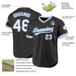 Custom Throwback Baseball Jersey - Personalized Black and Light Blue with Team Name and Number Personalized Black White-Light
