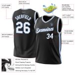 Personalized Authentic Throwback Basketball Jersey - Black & Light Blue Personalized Black White-Light Blue Authentic Throwback