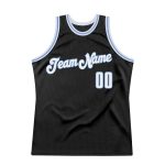 Custom Authentic Basketball Jersey with Personalized Name and Number - Black White-Light Blue Throwback Style Personalized