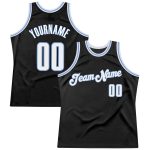 Custom Authentic Basketball Jersey with Personalized Name and Number - Black White-Light Blue Throwback Style Personalized