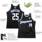 Custom Authentic Basketball Jersey with Personalized Name and Number - Black White-Light Blue Throwback Style Personalized